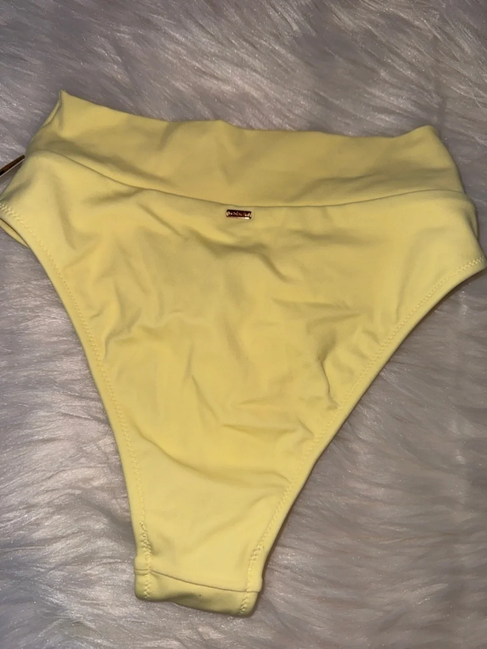 VICTORIA'S SECRET PINK High Waisted Yellow Crossover Bikini Bottoms NWT XS